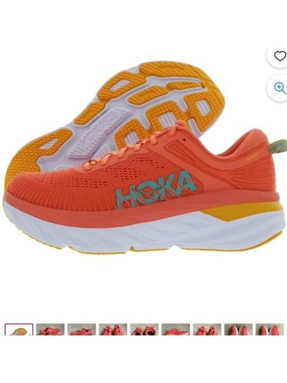 HOKA One One Bondi 7 Camellia/Coastal Running Sneakers Womens 9.5